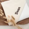 omslagdoek gepersonaliseerd met naam. Deze wikkeldeken met bamboe teddy en tricot beige is super zacht.
