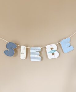name banner sietse, naamslinger met verschillende stoffen als origineel kraamcadeau,